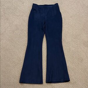 Spanx Faux Suede Flare Pants size Large Black Pull On Elastic Waistband